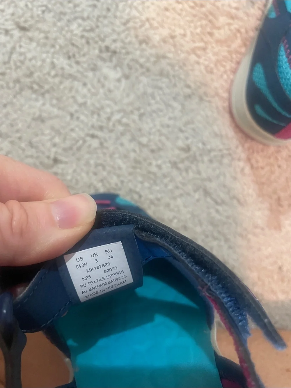 Merrell Navy and Teal Kids Water Shoes with Pink Accents